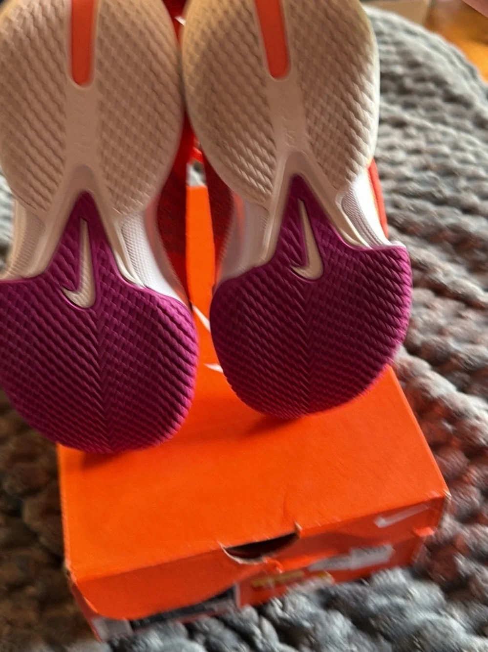 Nike Women's Coral Pink Athletic Sneakers with Purple Trim
